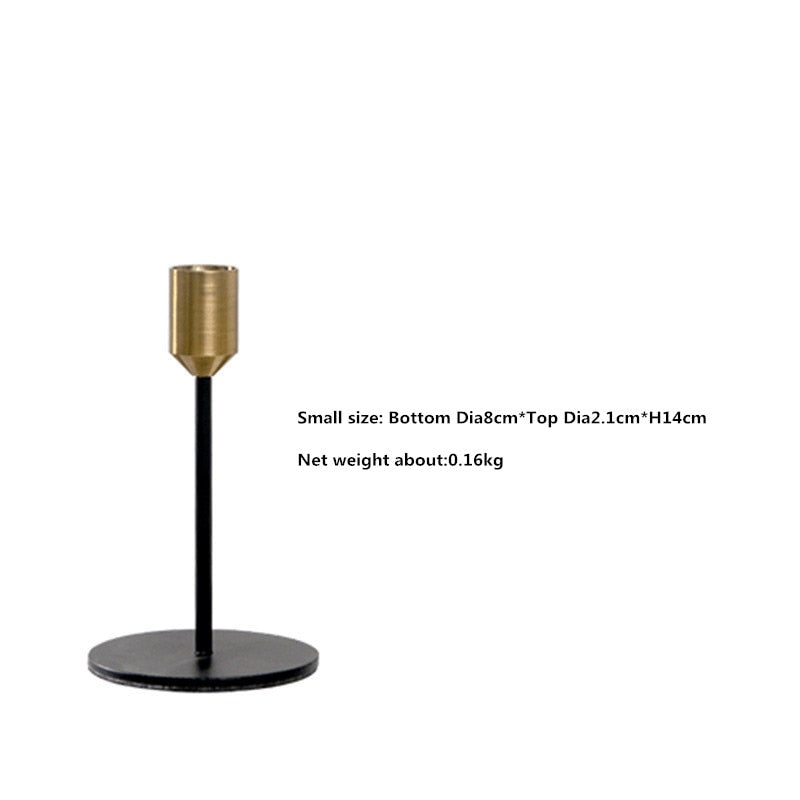 Brass Gold Black Taper Candlestick Holders