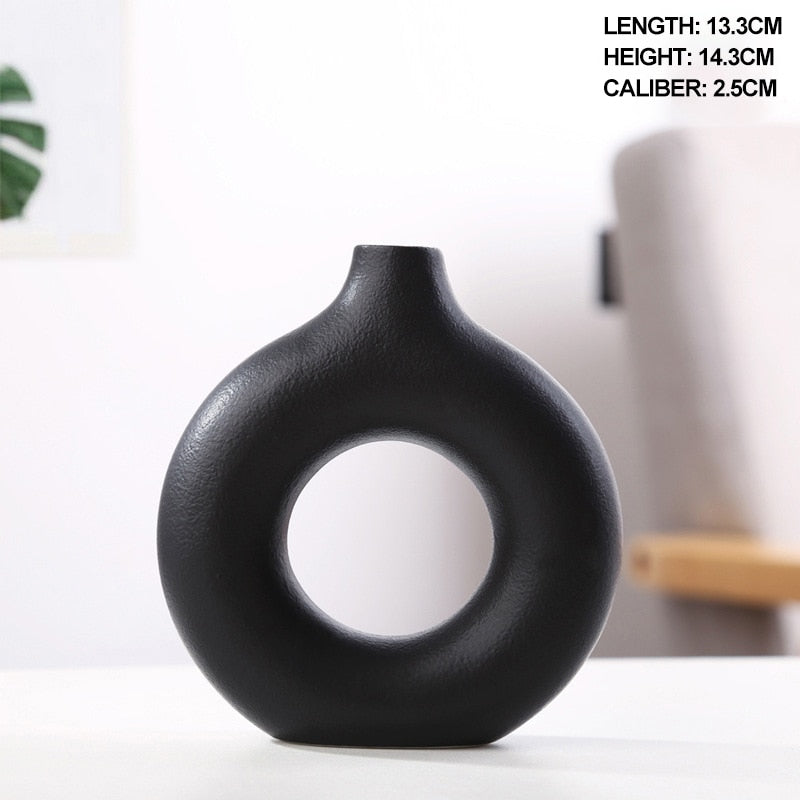 Nordic Ceramic Circular Hollow Vase