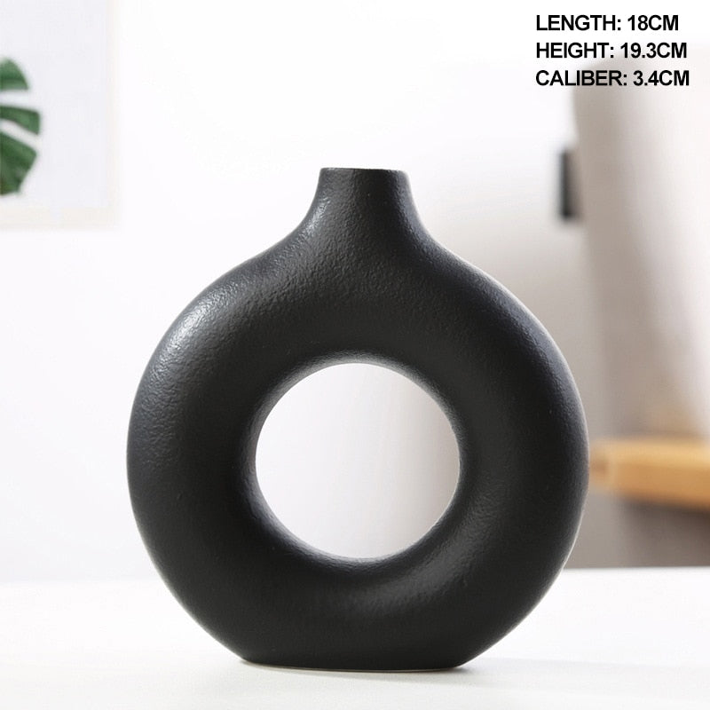 Nordic Ceramic Circular Hollow Vase