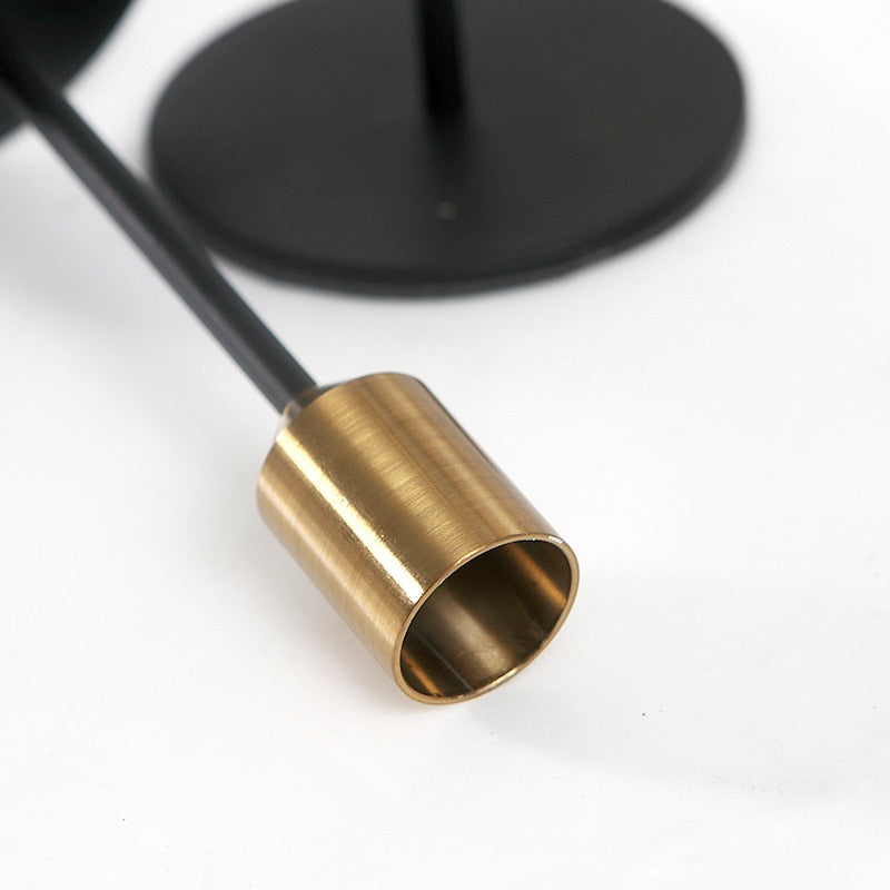 Brass Gold Black Taper Candlestick Holders