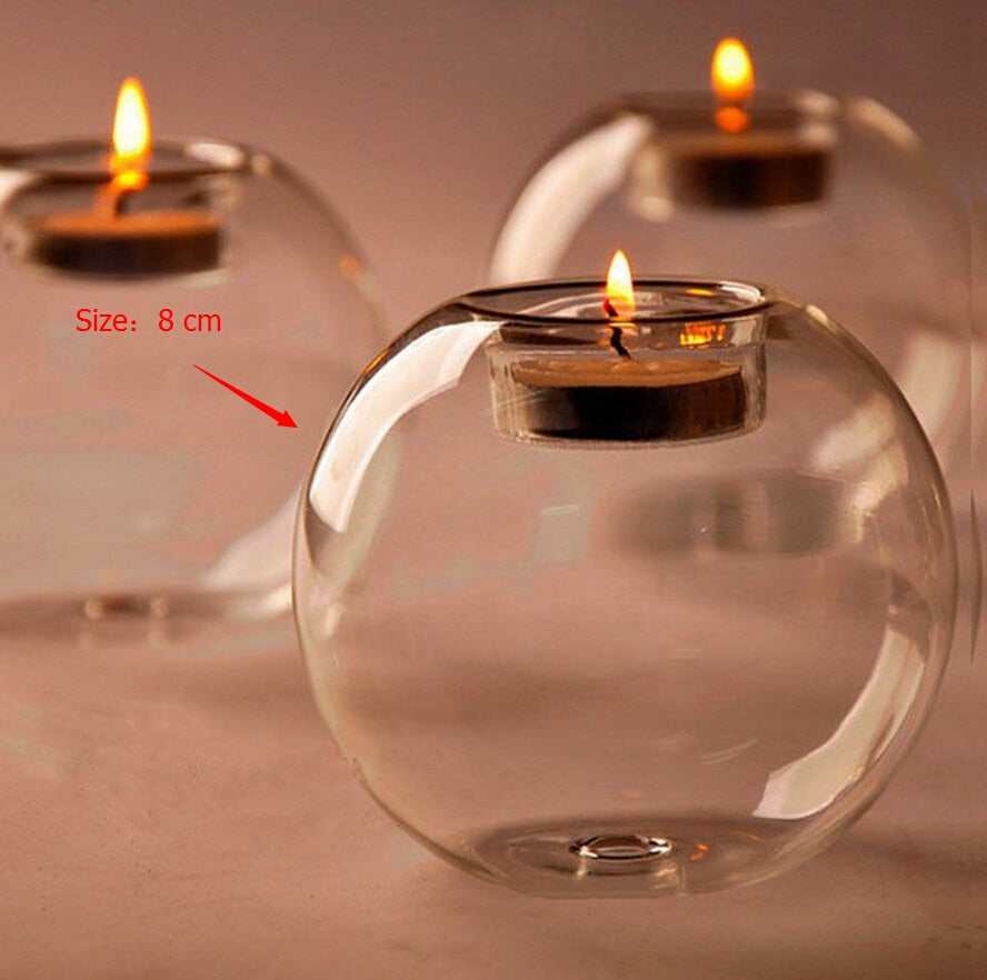 Europe style crystal clear glass hollow candle holder