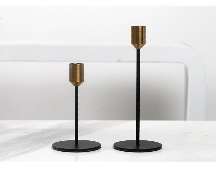 Brass Gold Black Taper Candlestick Holders