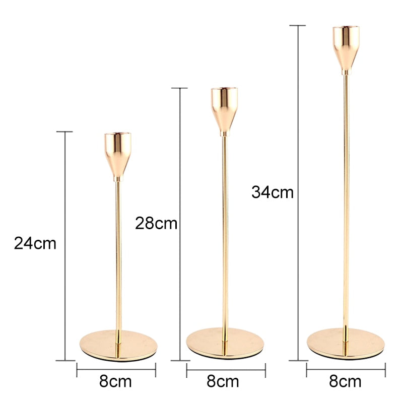 3 Pcs Metal Candle Holders Set