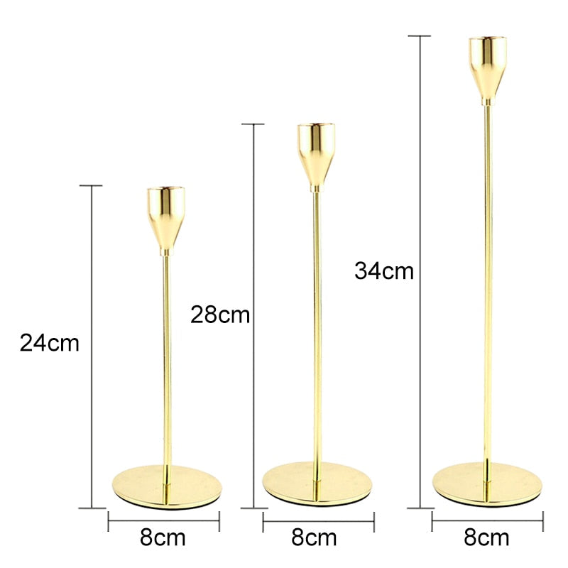 3 Pcs Metal Candle Holders Set