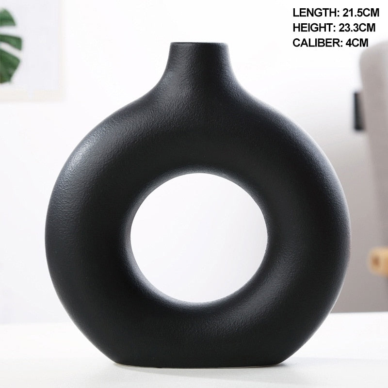 Nordic Ceramic Circular Hollow Vase