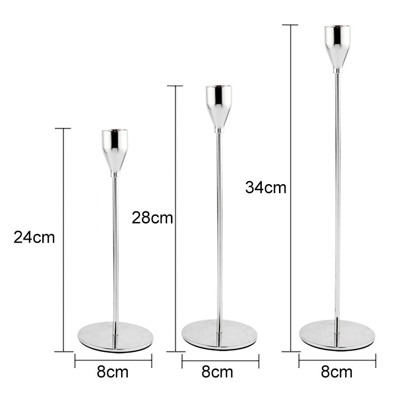 3 Pcs Metal Candle Holders Set