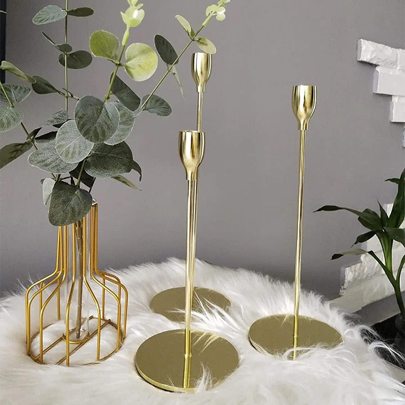 3 Pcs Metal Candle Holders Set