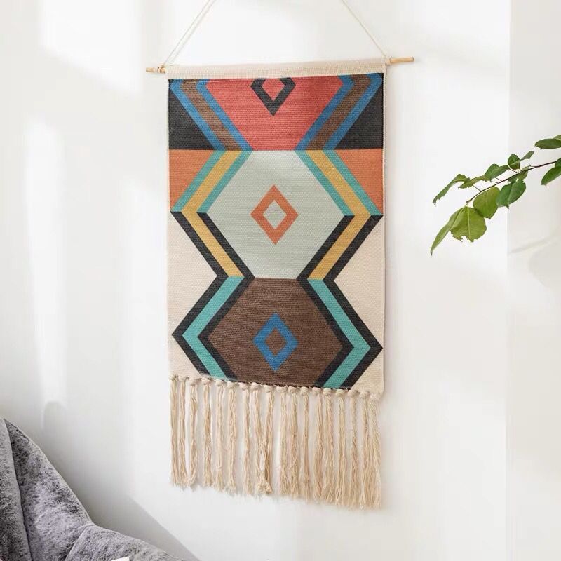 Boho Hanging Tapestry with Handmade Tassels