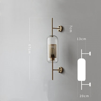 Modern Glass & Iron Wall Lamp Fixture Luminaire Sconce