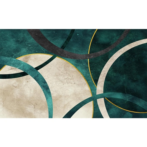 Green and Gold Geometric Rug