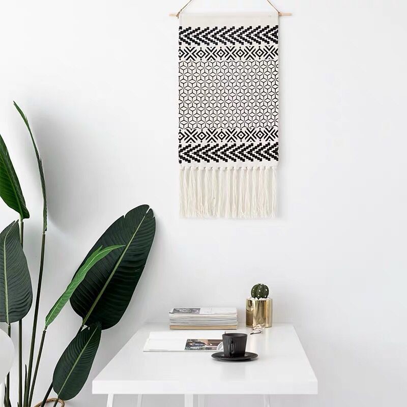 Boho Hanging Tapestry with Handmade Tassels