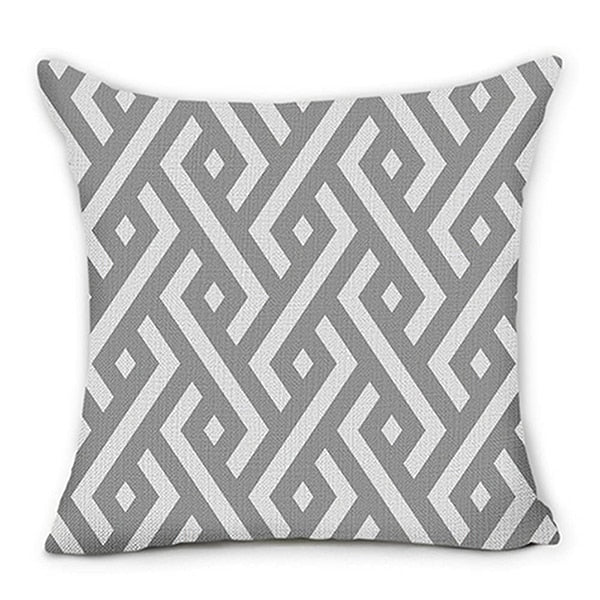 Grey Geometric Sweet Home Linen Pillow Cover