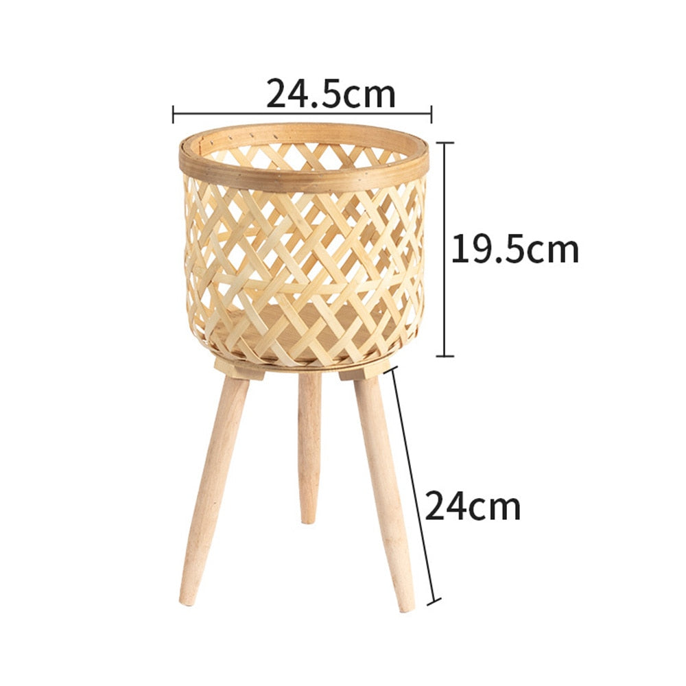 Bamboo Woven Flower Pot with Stand