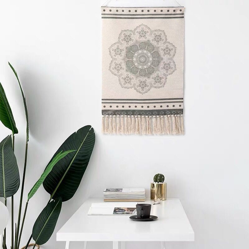 Boho Hanging Tapestry with Handmade Tassels