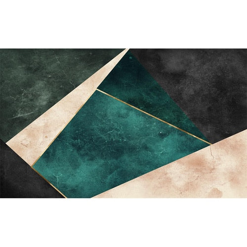 Green and Gold Geometric Rug