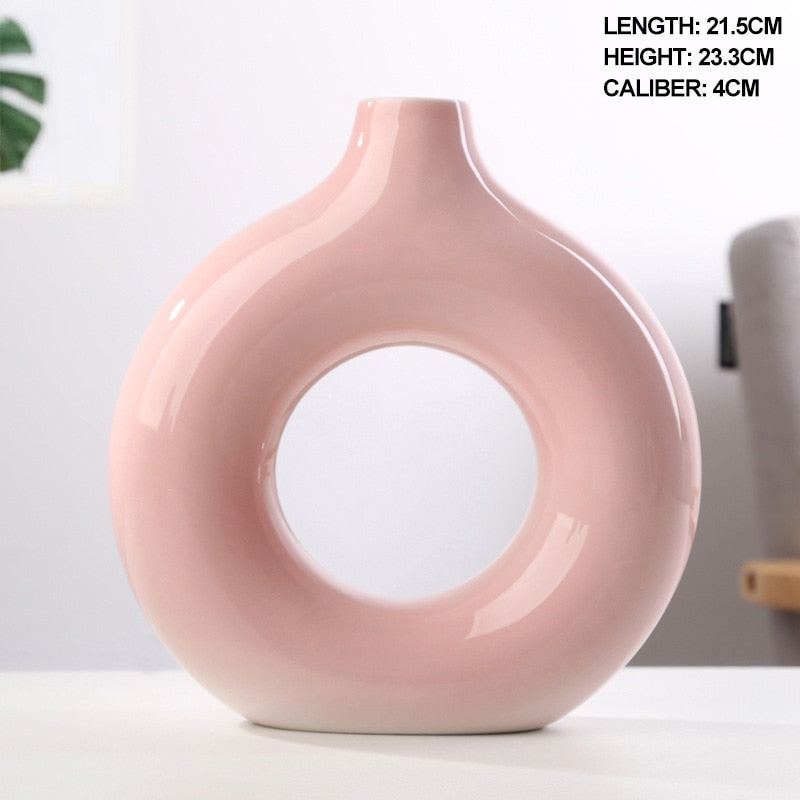 Nordic Ceramic Circular Hollow Vase