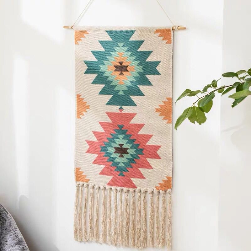 Boho Hanging Tapestry with Handmade Tassels