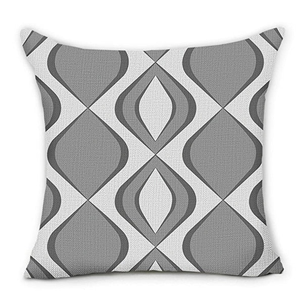 Grey Geometric Sweet Home Linen Pillow Cover