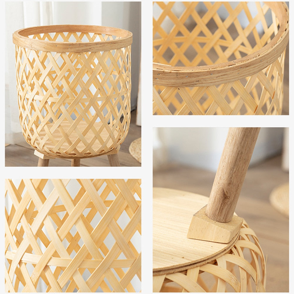 Bamboo Woven Flower Pot with Stand