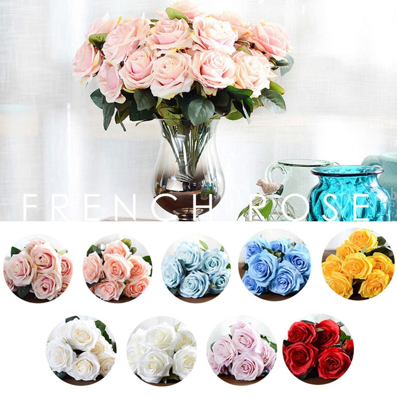 10 Heads Rose Artificial Silk Flower Bouquet