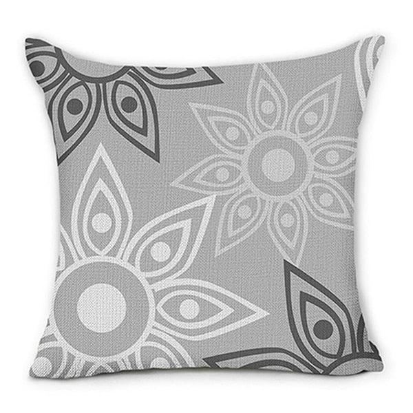 Grey Geometric Sweet Home Linen Pillow Cover