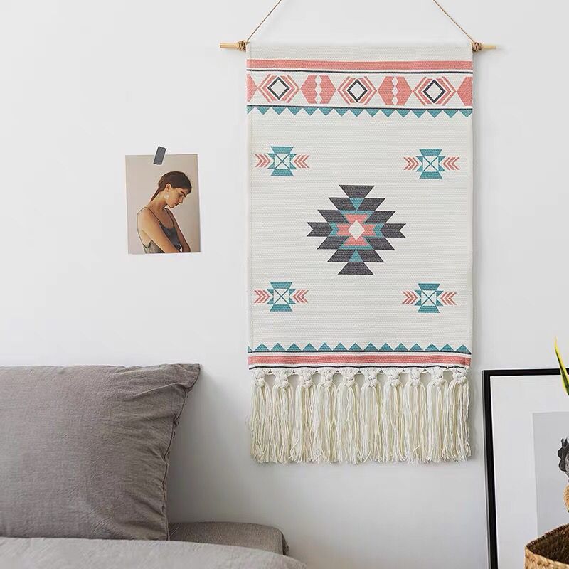 Boho Hanging Tapestry with Handmade Tassels