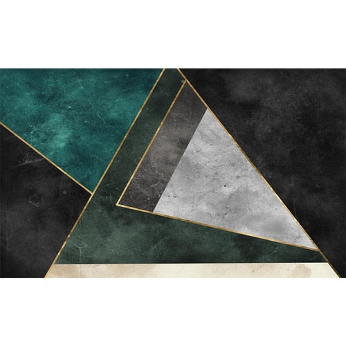 Green and Gold Geometric Rug