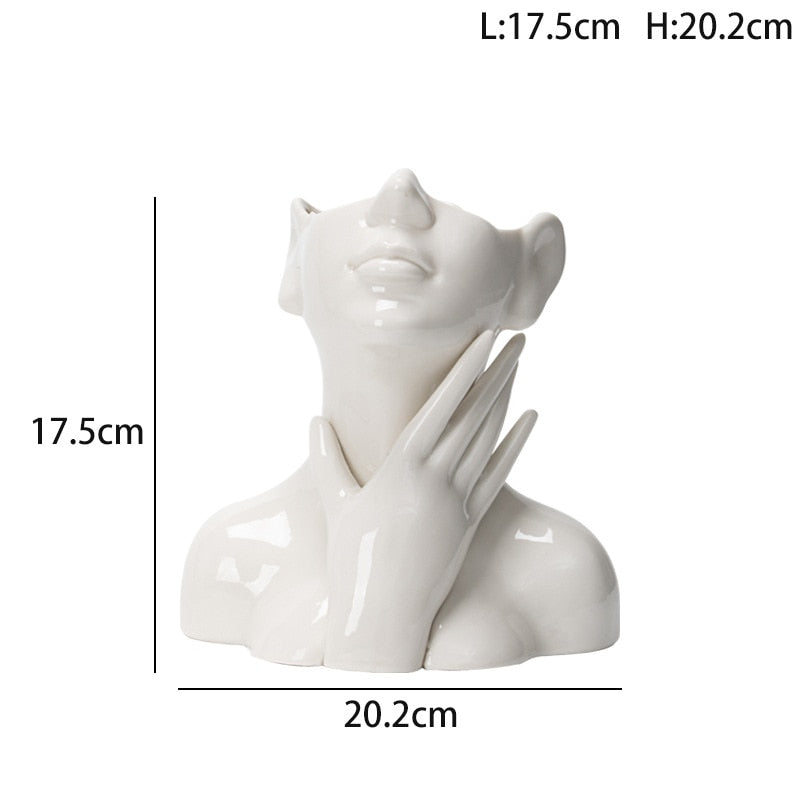 1 Pcs Ceramic Human Face Flower Vase