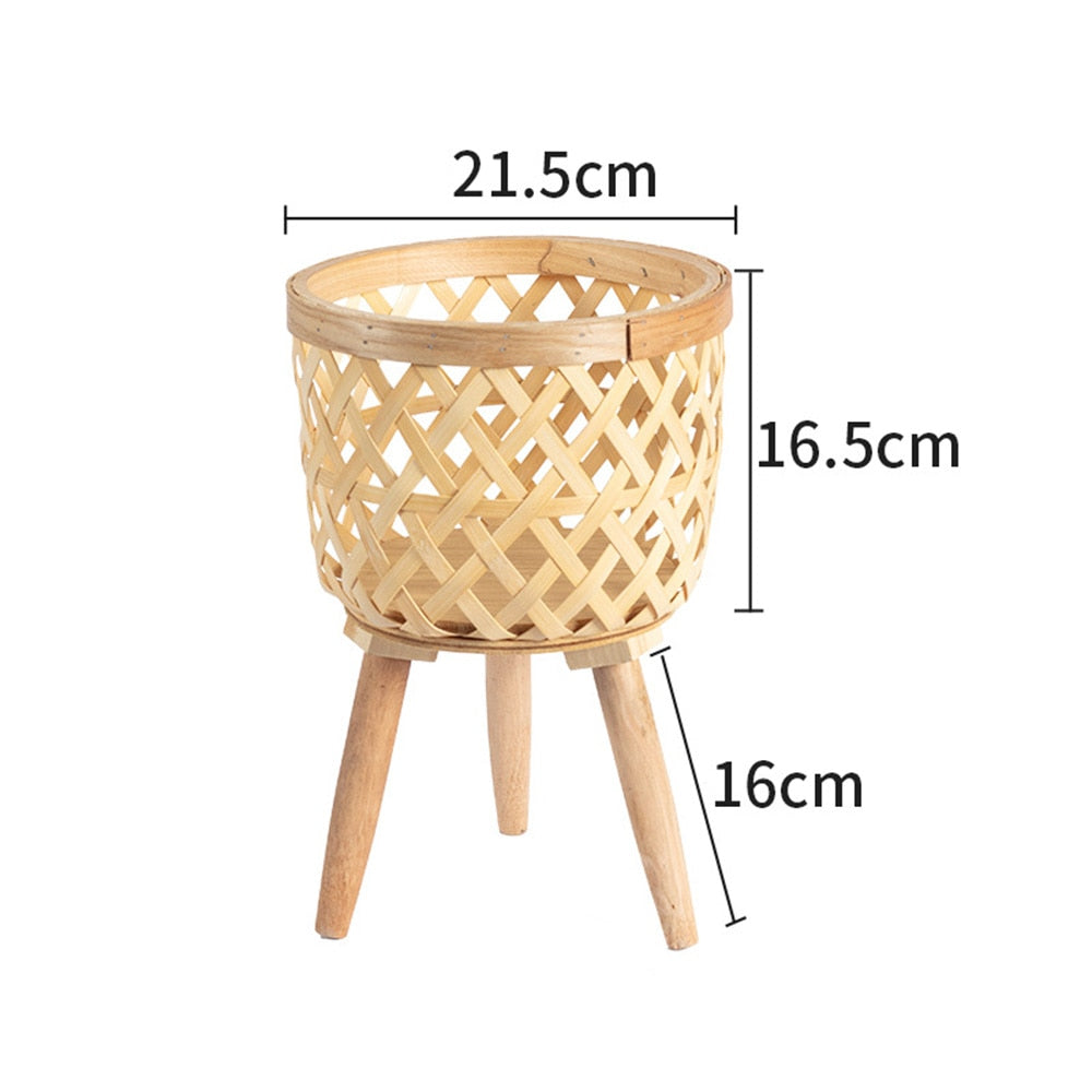 Bamboo Woven Flower Pot with Stand