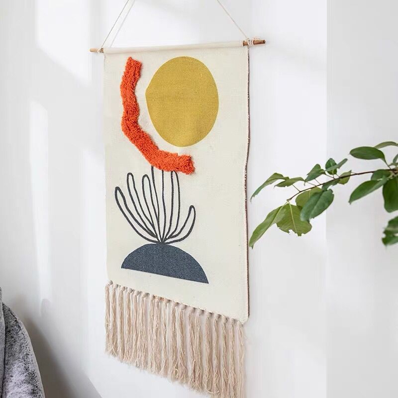 Boho Hanging Tapestry with Handmade Tassels