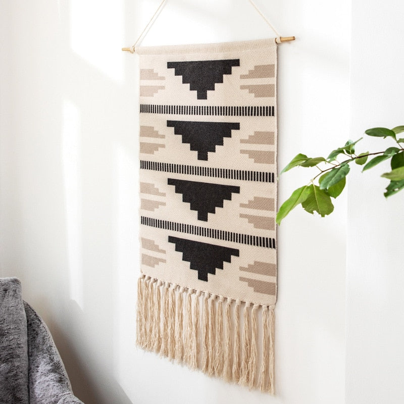 Boho Hanging Tapestry with Handmade Tassels