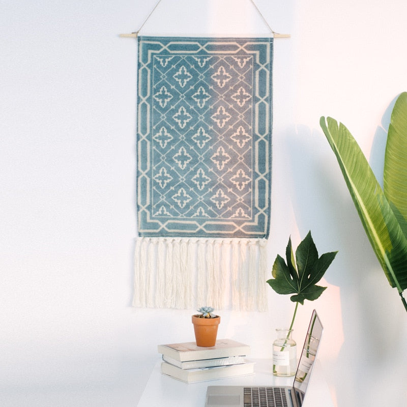 Boho Hanging Tapestry with Handmade Tassels