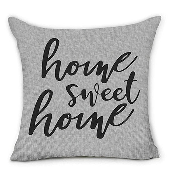 Grey Geometric Sweet Home Linen Pillow Cover