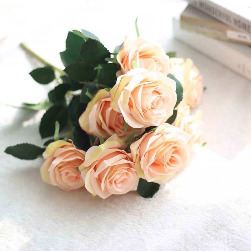 10 Heads Rose Artificial Silk Flower Bouquet