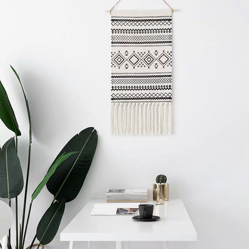 Boho Hanging Tapestry with Handmade Tassels