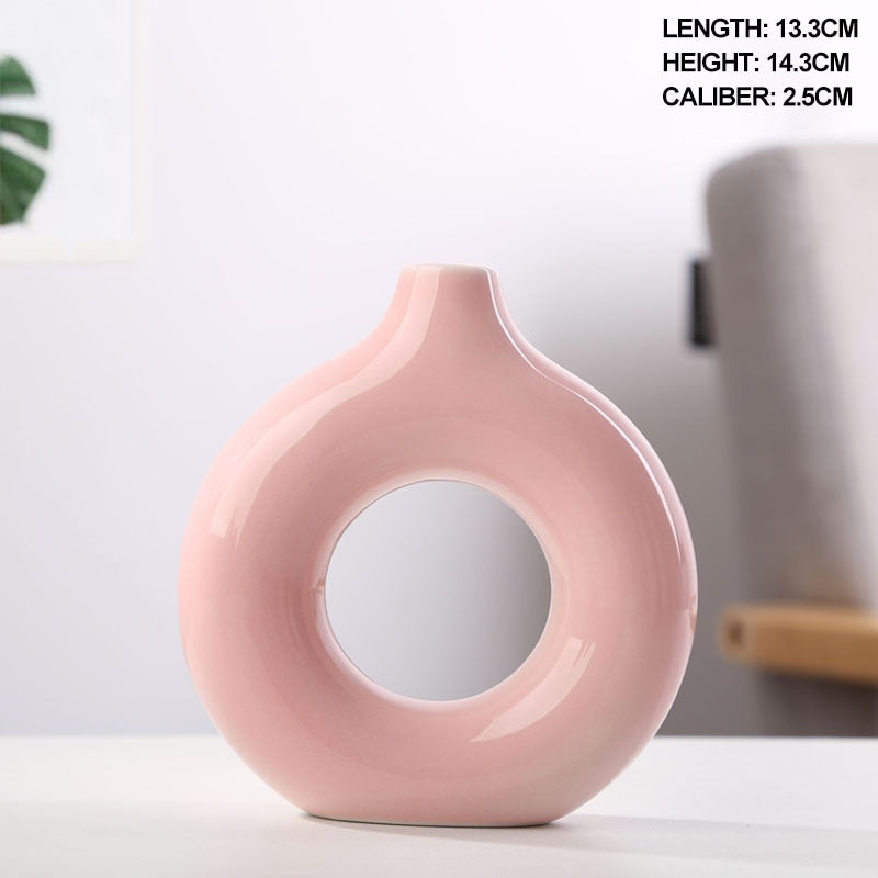 Nordic Ceramic Circular Hollow Vase