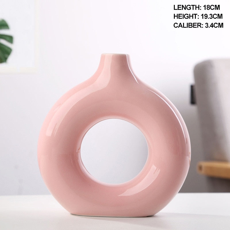 Nordic Ceramic Circular Hollow Vase