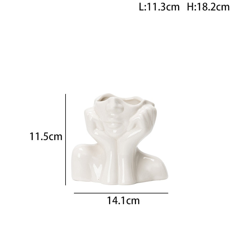 1 Pcs Ceramic Human Face Flower Vase