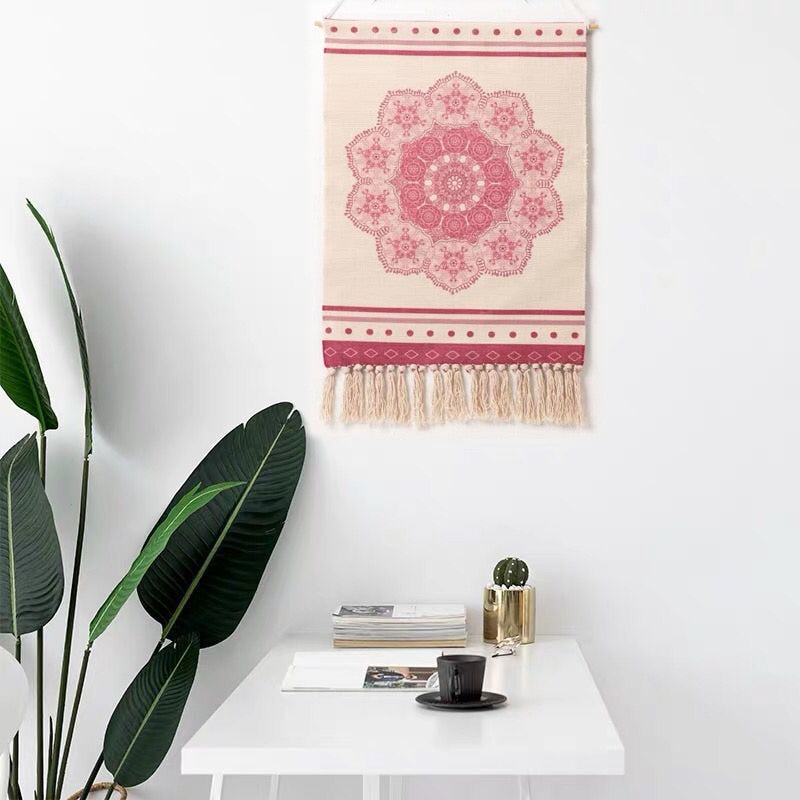 Boho Hanging Tapestry with Handmade Tassels