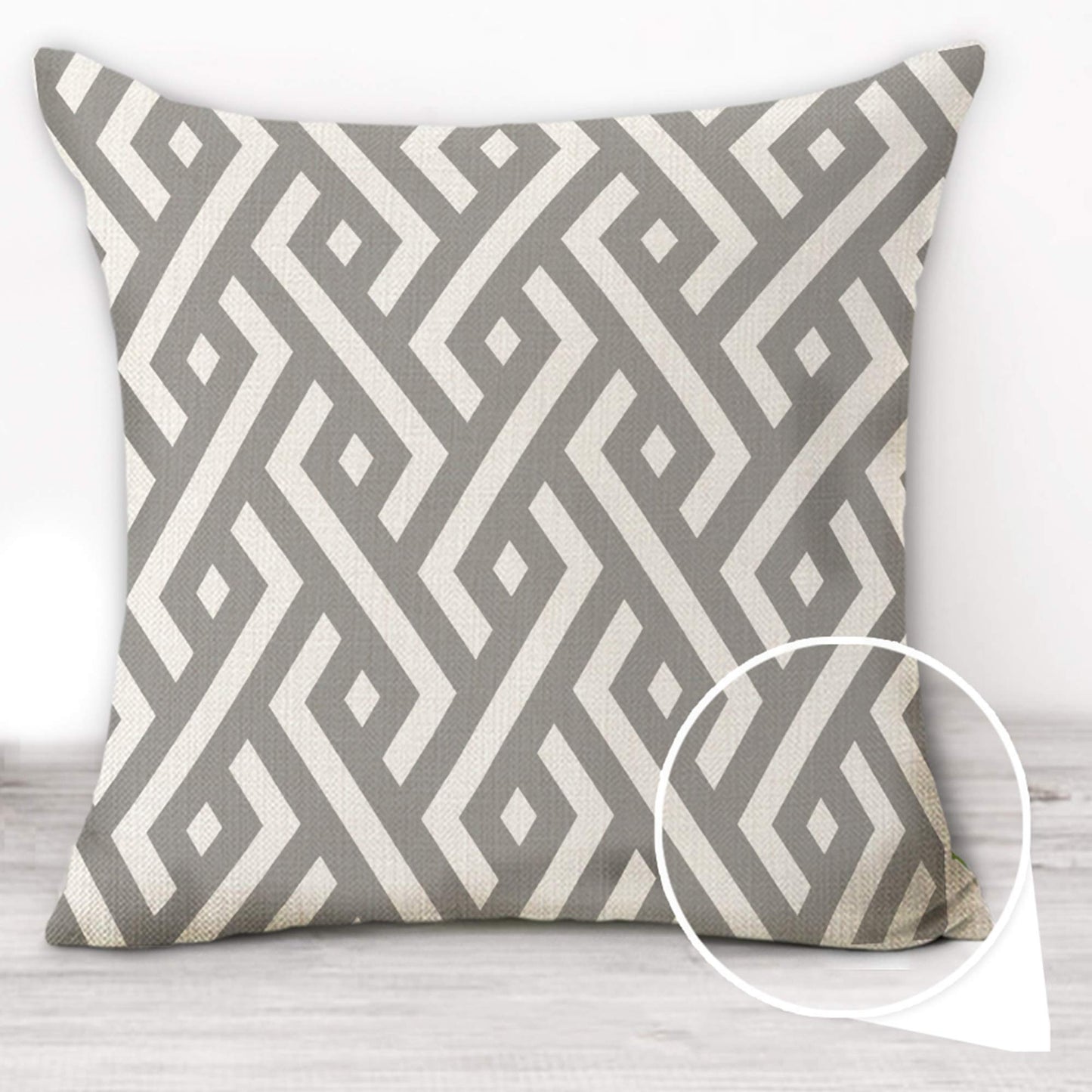 Grey Geometric Sweet Home Linen Pillow Cover