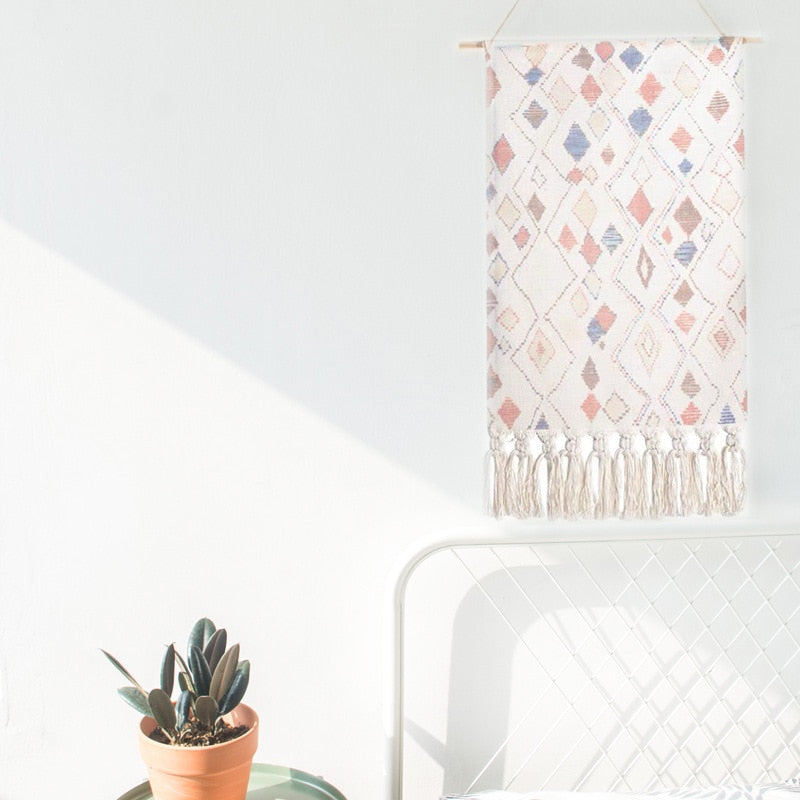 Boho Hanging Tapestry with Handmade Tassels