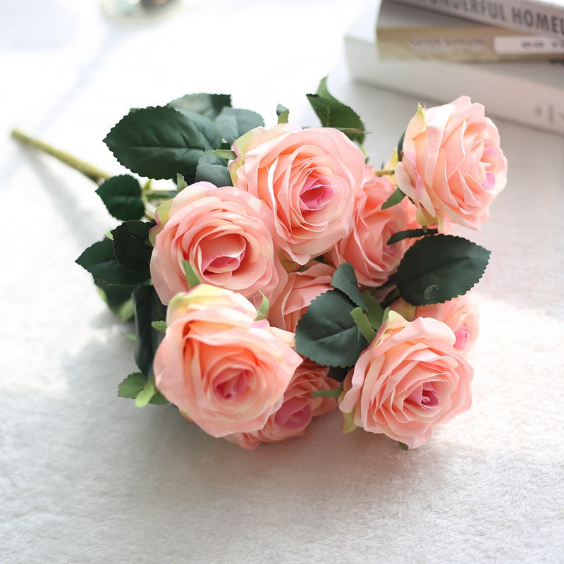 10 Heads Rose Artificial Silk Flower Bouquet