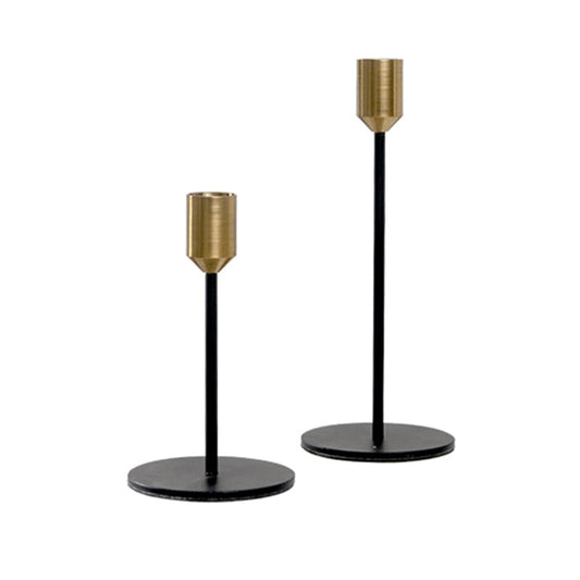 Brass Gold Black Taper Candlestick Holders