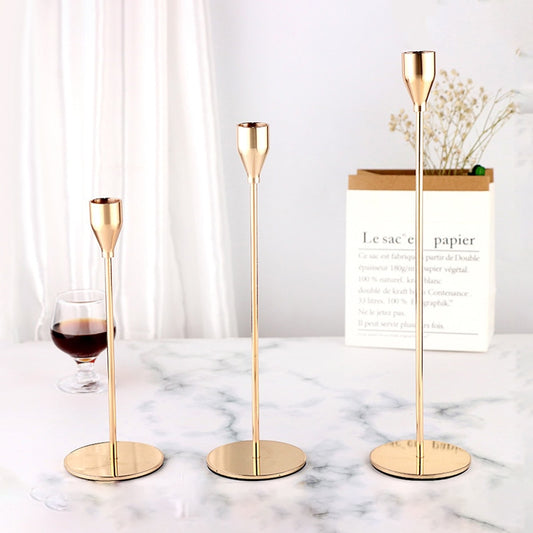 3 Pcs Metal Candle Holders Set