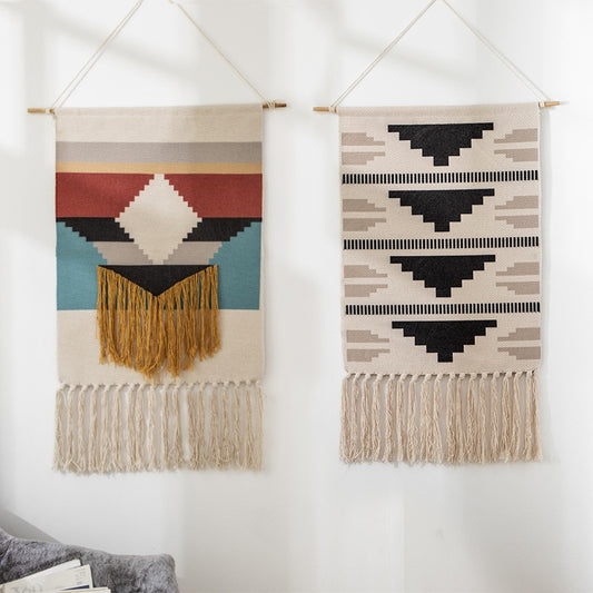 Boho Hanging Tapestry with Handmade Tassels